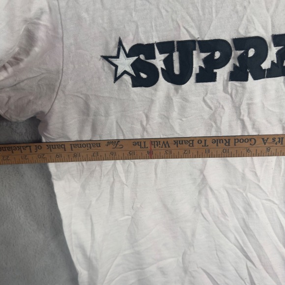 Supreme Star Applique Logo T-Shirt Mens Large White Black Y2K Streetwear Tee - Picture 7 of 8